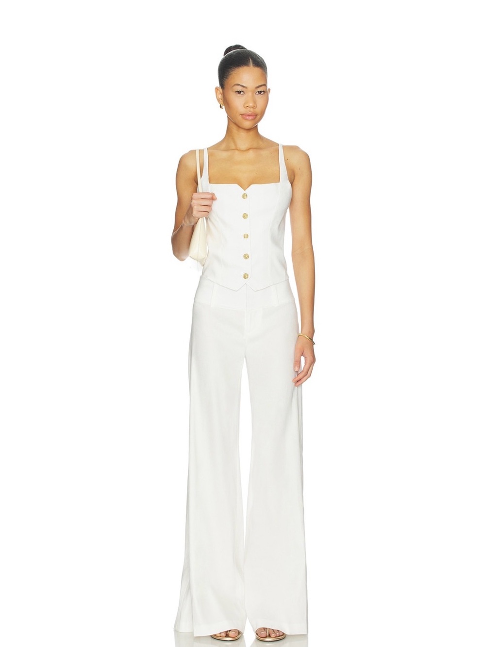 Alice + Olivia White Wide-Leg Pant